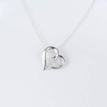 【Angel & Me】愛心 微鑲 十字架 瑞士 鑽石 s925 純銀 項鍊 禮物