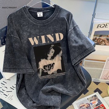 大美妞★現+貨 美式 T恤 vintage潮牌水洗做舊短袖T恤女 夏季復古休閒上衣 寬鬆上衣