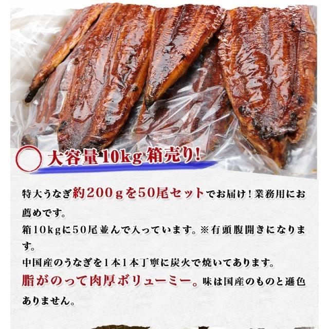 うなぎ 有頭腹開き 特大約200g×50尾 10kg 業務用 送料無料 冷凍便 鰻 かば焼き お取り寄せ ギフト