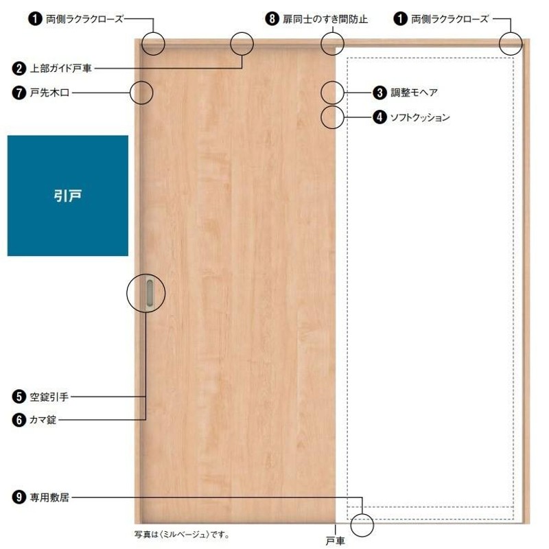 大建工業 片引き戸セット B9デザイン (固定枠/見切(ケーシング)枠