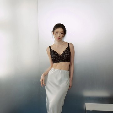 unie 法式蕾絲貝型美胸內衣 煙黑粉 - XS