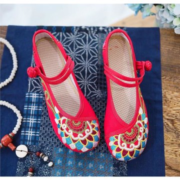 2025新款迦葉古風老北京女布鞋民族風繡花鞋坡跟居士禪修鞋單鞋夏