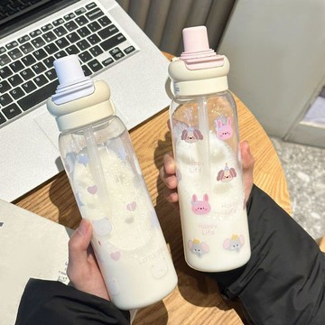 特價下殺👏新款雙飲吸管兒童水杯夏天高顏值女生便攜可愛大容量學生杯子