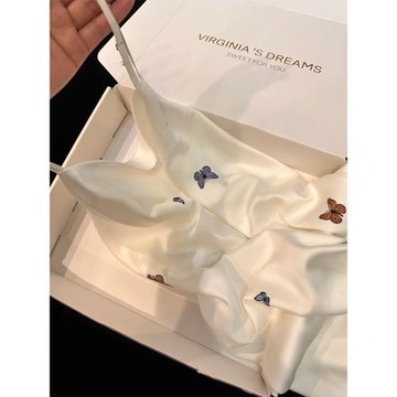 【斑斕蝴蝶】純欲風2025新款睡裙女夏季天冰絲綢吊帶性感睡衣薄款