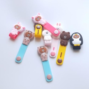 可愛萌物繞線器卡通紐扣式數據線耳機收納扣整理充電線按扣收納器