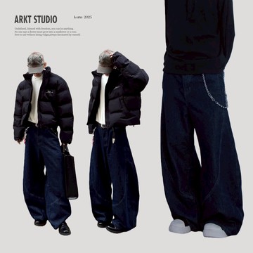 [ARKT] L17 美式復古 原牛丹寧 彎刀牛仔褲 廓形牛仔褲 垂墜感牛仔褲 牛仔褲 長褲 闊腿褲 牛仔寬褲