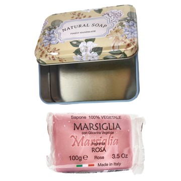 康汰 甘油馬賽皂 玫瑰香 100g 鐵盒裝 義大利製  1個