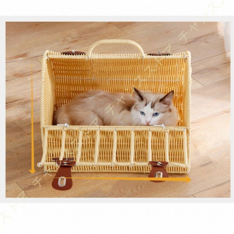 猫ハウス 通年利用 ドーム型 ラタン ペットベッド 藤編み 天然素材