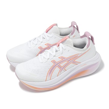 Asics 慢跑鞋 GEL-Nimbus 27 D 女鞋 寬楦 白 紫橘 緩衝 厚底 針織 運動鞋 亞瑟士 1012B752101