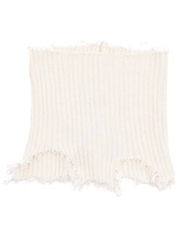 MM6 Maison Margiela - distressed-finish ribbed-knit collar - women - Cotton/Wool - One Size - Neutrals