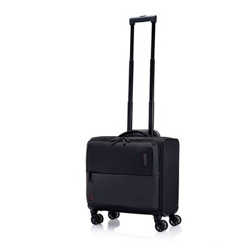 American Tourister 16吋 ZORK 前開式輕量多夾層布面行李箱/布箱/登機箱/機長箱/旅行箱(黑)