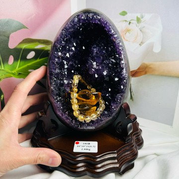 146號2.44kg天然水晶 頂級烏拉圭拋光皮 紫水晶恐龍蛋晶洞ESPa+♥️紫水晶洞 紫晶洞 晶洞 水晶 A3527