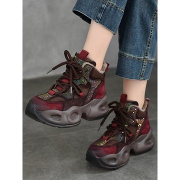 松糕厚底老爹鞋女款2025年新款冬棉加絨爆款女鞋子復古休閑運動鞋