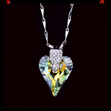 情人節禮物 愛心心型吊墜女項鏈奧地利水晶925純銀韓國飾品項墜