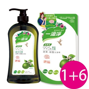 楓康一滴淨蘆薈多酚洗碗精 1000gx1＋補充包800gx6包（檸檬） _廠商直送