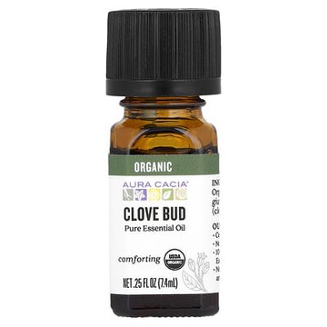 Aura Cacia, 全精油，有機丁香苞，0.25 液量盎司（7.4 毫升）