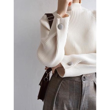 【清倉款】內搭白色針織打底衫女秋冬高級感修身半高領毛衣上衣