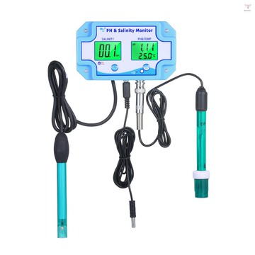 3 合 1 pH/鹽度/TEMP 水質監測儀多功能 pH 和鹽度監測儀溫度計雙 LCD 顯示屏,帶綠色背光