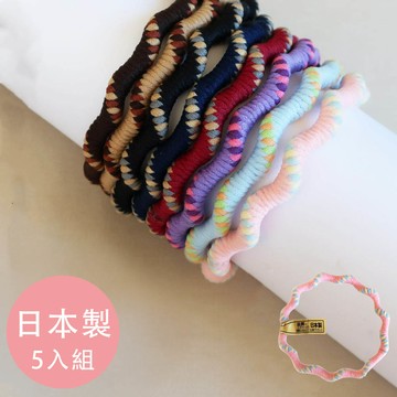 日本 Melody Accessory - 專利安心耐用彩色波浪髮圈(5入組)-編織紋-粉紅
