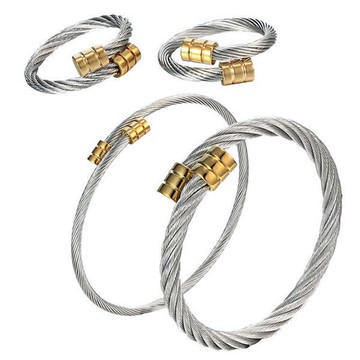 C3095 銀色麻花鋼索【手環+戒指】316不鏽鋼 情侶手環 情侶對戒 鈦鋼 開口手鏈 開口戒指環