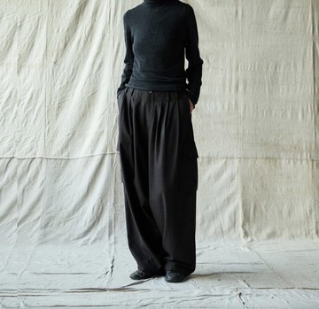 復古文青 羊毛混紡褲子 直筒休閒褲