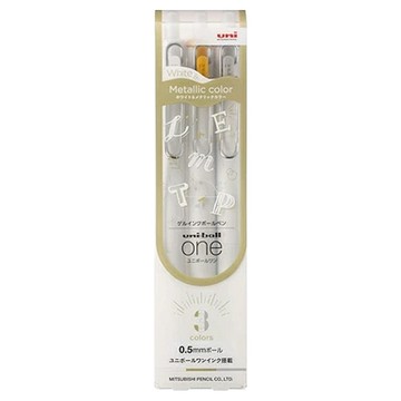 Uni 三菱 uni-ball one 自動鋼珠筆 3色組 UMN-SC-05 WGS3C  白色 + 金色 + 銀色  1個