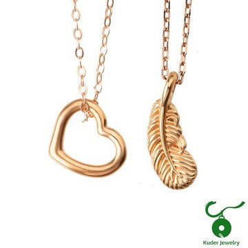 [快速出貨]【Kuder Jewelry】(1+1系列)18K金小愛心/羽毛項鍊買任一件贈小金馬項鍊『LINE禮物獨家組合』