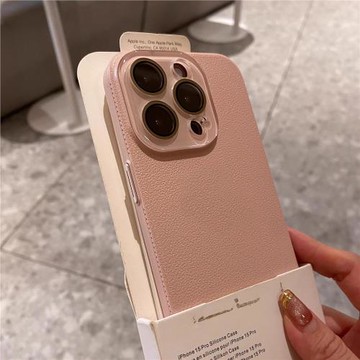 酷圖適用蘋果16promax手機殼簡約女13保護套奢華荔枝紋plus帶鏡頭膜小眾iphone14pro皮質15pro純色12高檔11男