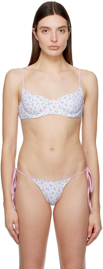 Frankies Bikinis 白色 & 粉色 Cola 比基尼上装