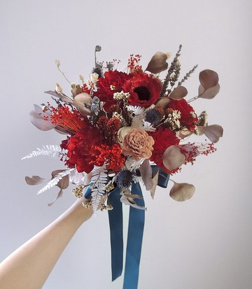 【乾燥花】復古紅金自然風乾燥花捧花