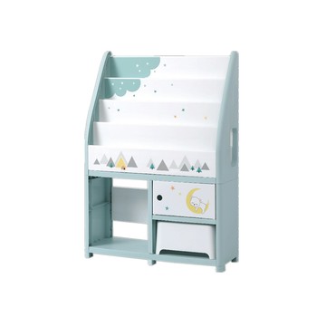 【Yeya也雅】萌想樂園兒童玩具繪本分類收納櫃(1大格+2小格1門+1儲物凳)-DIY-2色可選躲貓貓