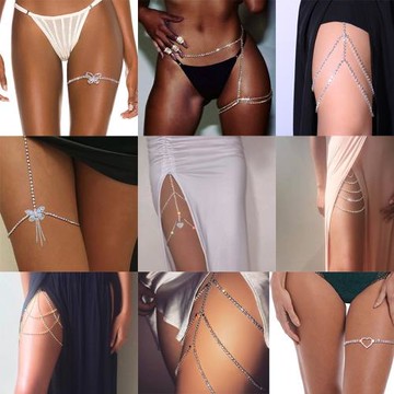 超閃水鉆流蘇腿鏈夜店性感輕奢腳鏈身體鏈歐美風造型飾品嘻哈潮流