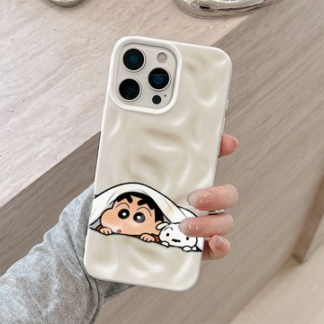 iPhone17ProMax質感隕石保護殼 趴被窩小新 蘋果16 15 14 13 12 精準大孔孔位 防撞防摔軟殼