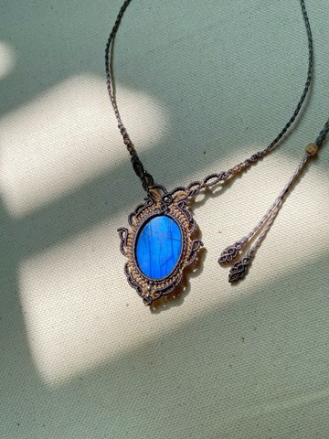 蠟線編織/藍光拉長石項鍊