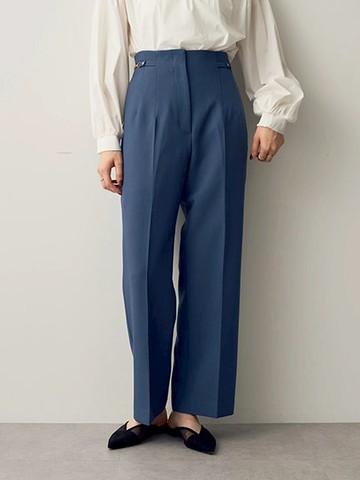 俐落壓褶後鬆緊腰設計長褲(7A33L0F0200) - YECCA VECCA