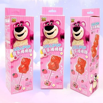 【台灣出貨】🔥爆款3只草莓熊 米奇 音樂棒棒糖  白桃味 草莓味 兒童喜愛禮物 兒童零食 交換禮物 會唱歌的棒棒糖