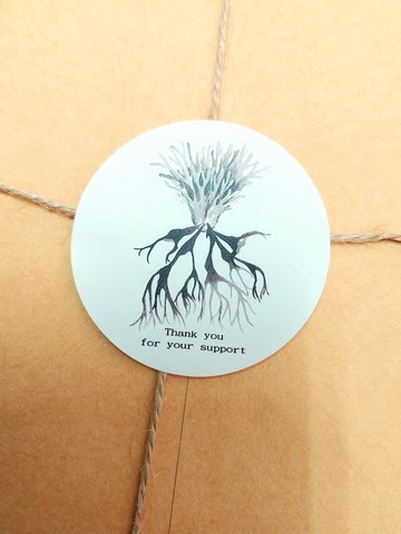 一款6入 共五款 30張一份 鹿角蕨 插畫感謝貼紙