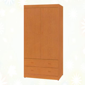 文創集-南亞塑鋼     尼特  南亞塑鋼3.1尺二開門二抽衣櫃/收納櫃-93.5x58x189cm免組