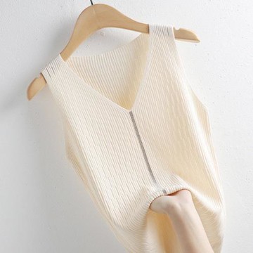 冰絲吊帶背心女2025新款秋季西裝內搭上衣燙鉆無袖v領短款打底衫