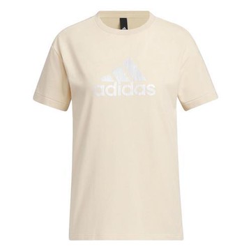 【下殺】Adidas 短袖上衣 女裝 棉質 奶茶【運動世界】IP7085