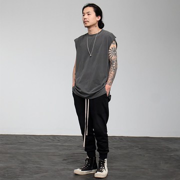 JANWONG 基本款中長款無袖背心先鋒設計師風格 中性款