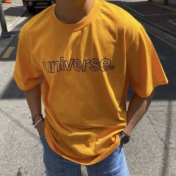 【PAGANS STORE】韓國代購 universe 標語 特殊色 簡約 寬鬆落肩 短袖 短Tee (5 color)