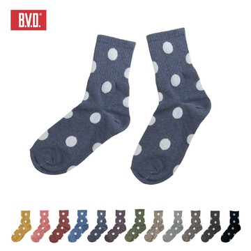 【BVD】1/2圓點直角女襪-麻灰藍 B556 短襪 長襪 休閒穿搭襪