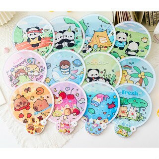 卡通折疊圓扇  卡通摺疊扇反光板 卡通摺疊扇反光板 迷你折疊扇 隨身扇 便攜布面摺疊扇 卡通迷你折扇 夏天扇子 贈品禮品