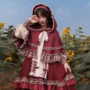 小紅帽Lolita洛麗塔原創cos服演出復古洋裝斗篷日常圣誕節公主裙