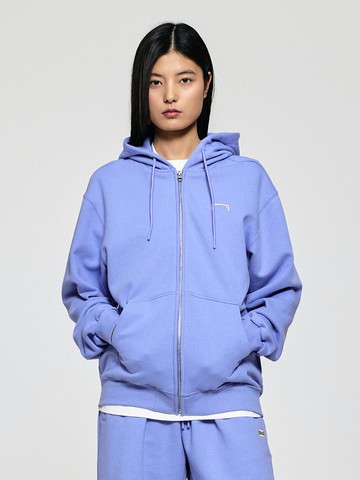 Cotton Polyester Regular Fit Zip-Up Hoodie [Vintage Blue]