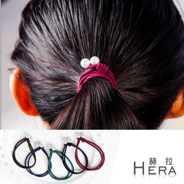 Hera  雙層手工打結珍珠手圈/髮圈/髮束(五入組)
