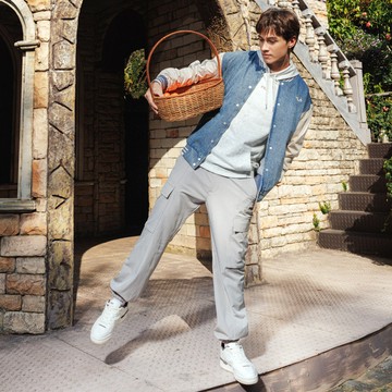 FILA 男平織工裝口袋長褲-淺灰 1PNA-1413-GY