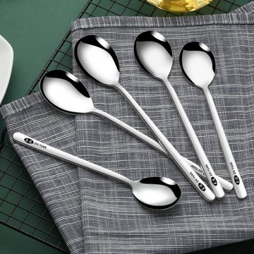 304不銹鋼等勺子家用吃飯勺湯匙小湯勺韓式長柄勺加厚攪拌勺調羹