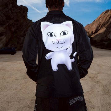 RIPNDIP NERM-II COACHES JACKET 黑色 防風 教練外套 中指貓 台灣總代理-ALL